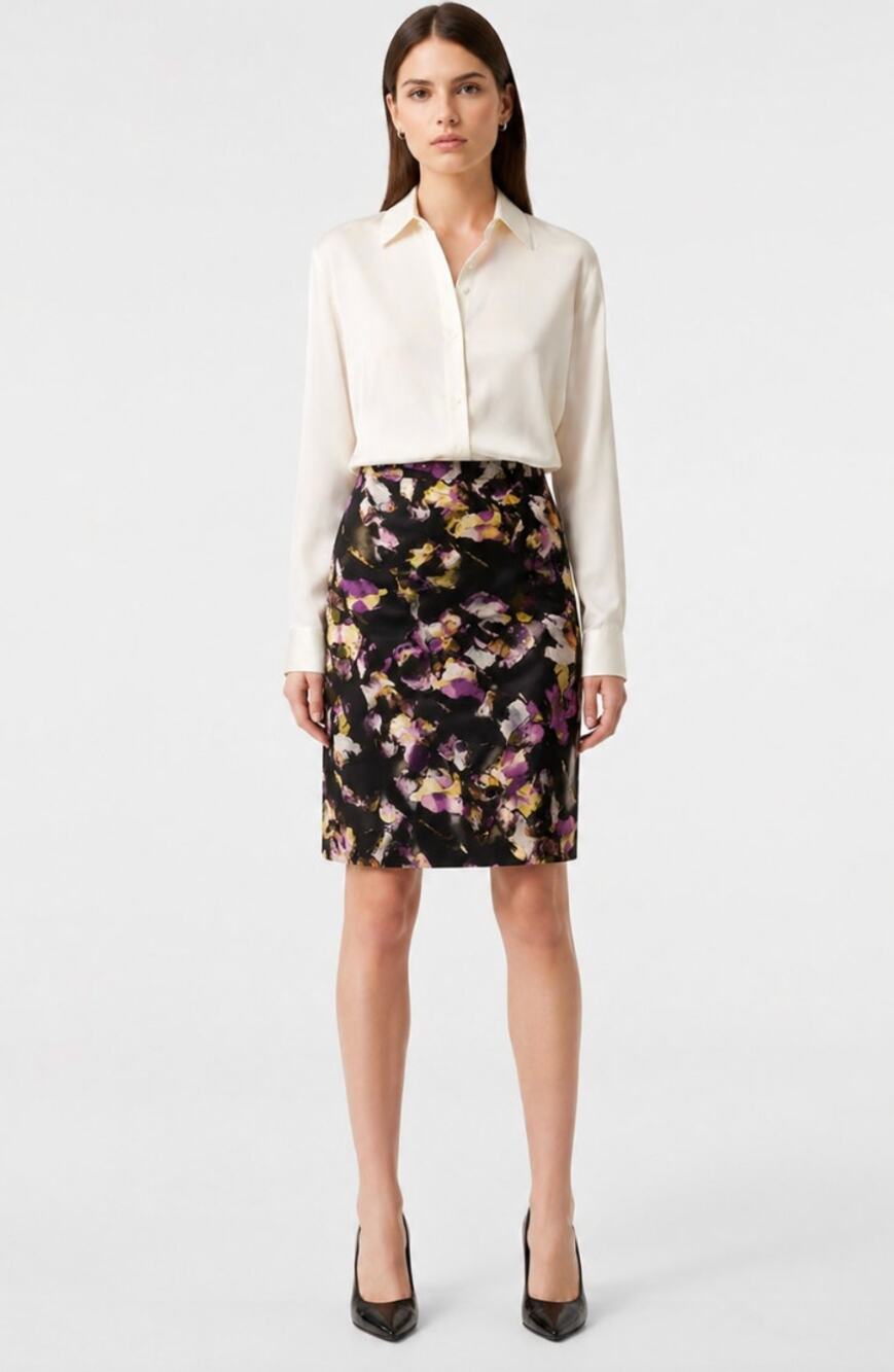 Liz Claiborne NWT Floral Pencil Skirt 6 Black Multicolor Corpcore Office Chic